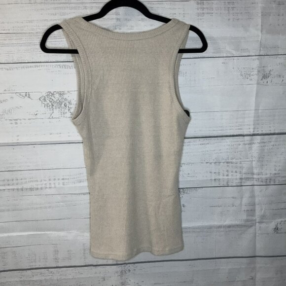 NWOT Khaki Ribbed Tank Top - Picture 2 of 7